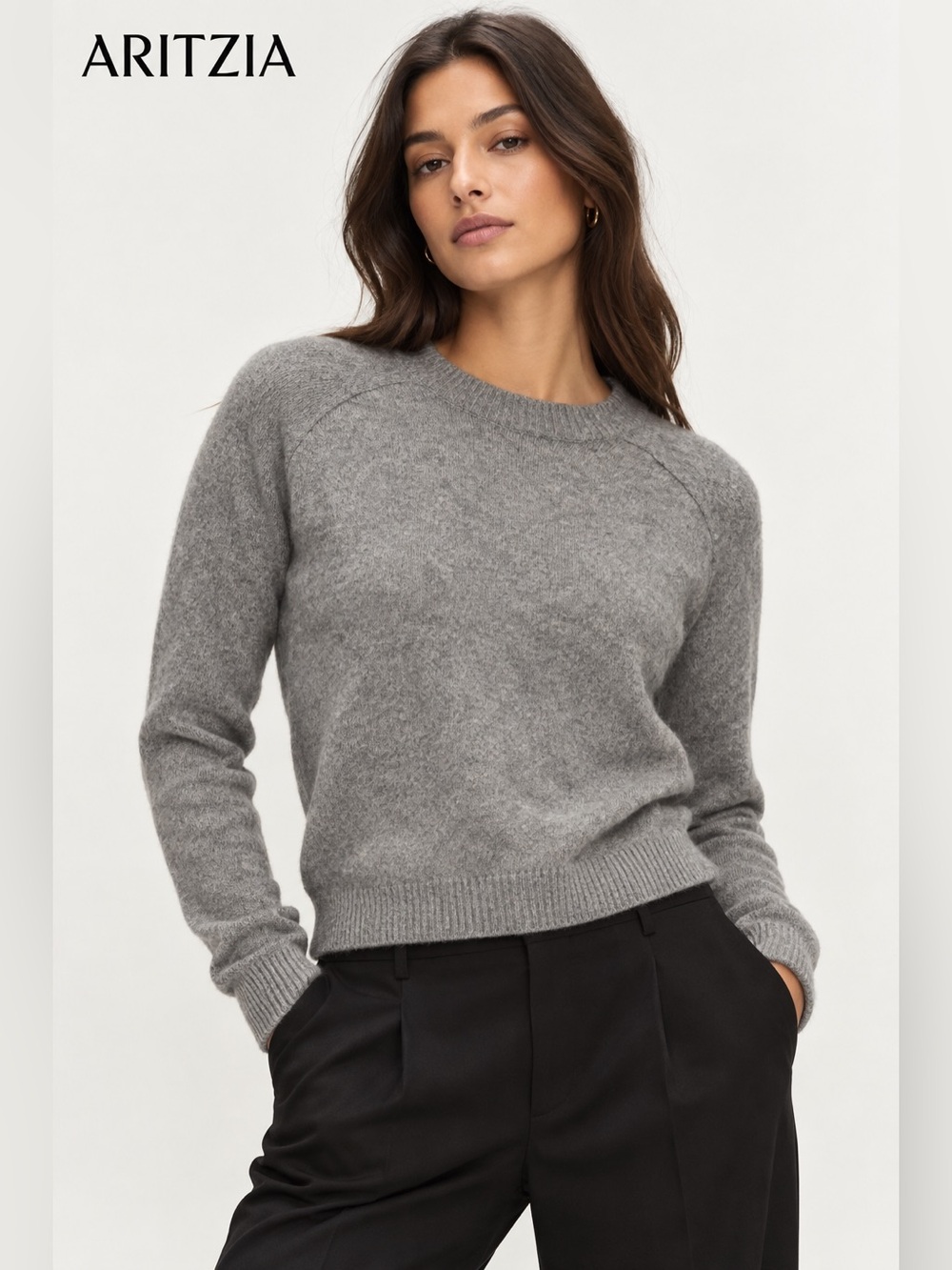Aritzia The Group Babaton Grey Crewneck Women's Sweater in 100% Cashmere Size XS